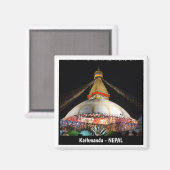 Stupa Boudhanath, Kathmandu at night - Nepal Magneet (Voorkant / Achterkant)