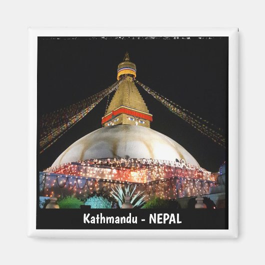 Stupa Boudhanath, Kathmandu at night - Nepal Magneet (Voorkant)