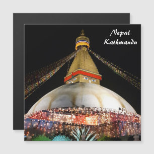 Stupa Boudhanath, Kathmandu at night - Nepal Magnetische Uitnodiging