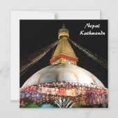 Stupa Boudhanath, Kathmandu at night - Nepal Magnetische Uitnodiging (Voorkant)