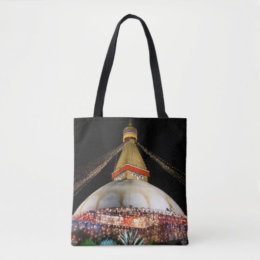 Stupa Boudhanath, Kathmandu at night - Nepal Tote Bag (Voorkant)