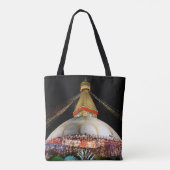 Stupa Boudhanath, Kathmandu at night - Nepal Tote Bag (Achterkant)