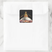 Stupa Boudhanath, Kathmandu at night - Nepal Vierkante Sticker (Tas)
