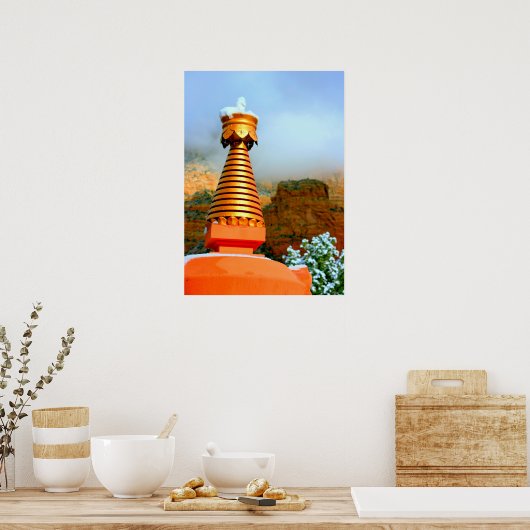 Stupa in sneeuw poster (Keuken)