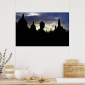 Stupas en Boeddha-standbeeld op Sunset, Borobudur Poster (Keuken)