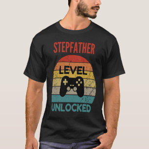 Stupfather level unlocked gamer voor nieuwe stepfa t-shirt