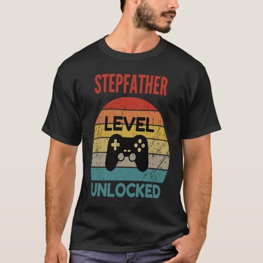 Stupfather level unlocked gamer voor nieuwe stepfa t-shirt (Voorkant)