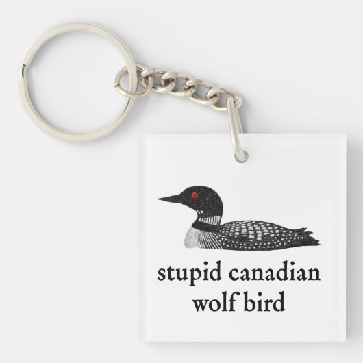 Stupid Canadian Wolf Bird Hockey Romance for Hocke Sleutelhanger (voorkant)