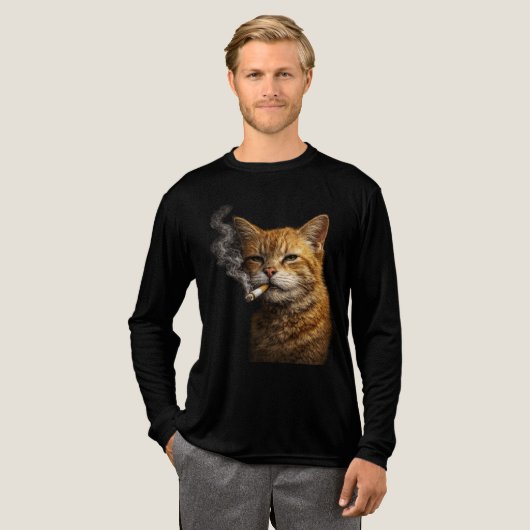 Stupid Cool Funny Cat Meme — Orange Cat Smoking  Tri-Blend Shirt (Voorkant)