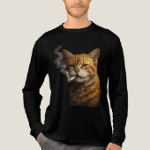 Stupid Cool Funny Cat Meme — Orange Cat Smoking  Tri-Blend Shirt (Voorkant volledig)