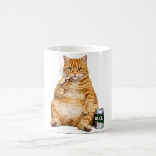 Stupid Cool Funny Cat Meme Smoking Cat cigarette  Koffiemok (Center)
