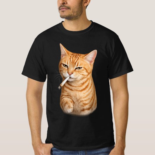Stupid Cool Funny Cat Meme Smoking Cat cigarette  T-shirt (Voorkant)