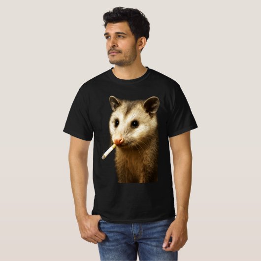 Stupid Cool Funny Opossum Meme | Roken Possum wi T-shirt (Voorkant volledig)