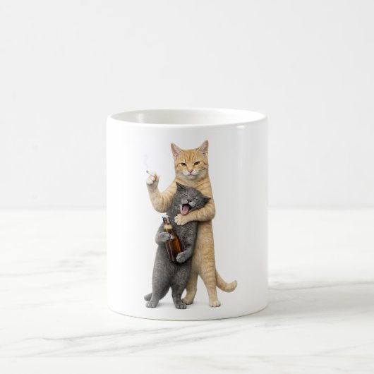 Stupid Cool Grappige Kat Meme — Rokkende Kat & Dri Koffiemok (Center)