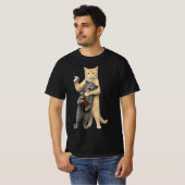 Stupid Cool Grappige Kat Meme — Rokkende Kat & Dri T-shirt (Voorkant volledig)