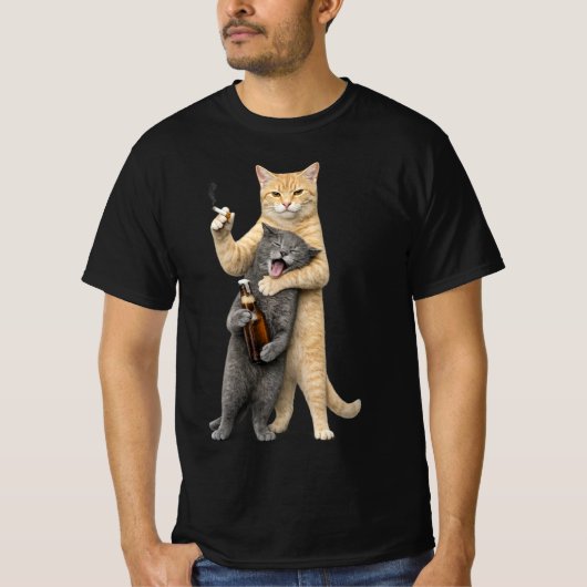 Stupid Cool Grappige Kat Meme — Rokkende Kat & Dri T-shirt (Voorkant)