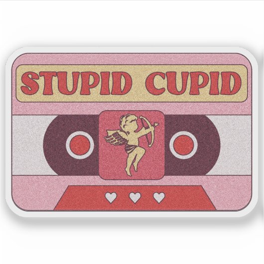 Stupid Cupid-cassettebandje - Valentijnsticker Sticker (Voorkant)