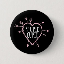 Stupid Cupid Heart With Arrows Fun Valentine's Day Ronde Button 5,7 Cm