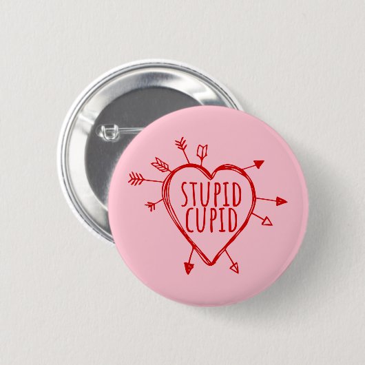Stupid Cupid Heart With Arrows Funny Sarcastic Ronde Button 5,7 Cm (Voorkant /achterkant)