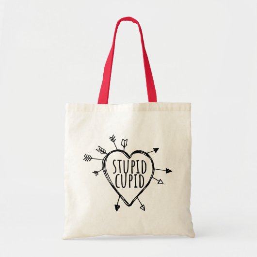 Stupid Cupid Heart With Arrows Funny Sarcastic Tote Bag (Voorkant)