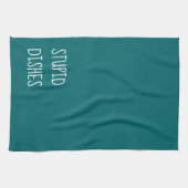Stupid Dishes Funny Sarcastic Cleantic Humor Blauw Theedoek (Horizontaal)
