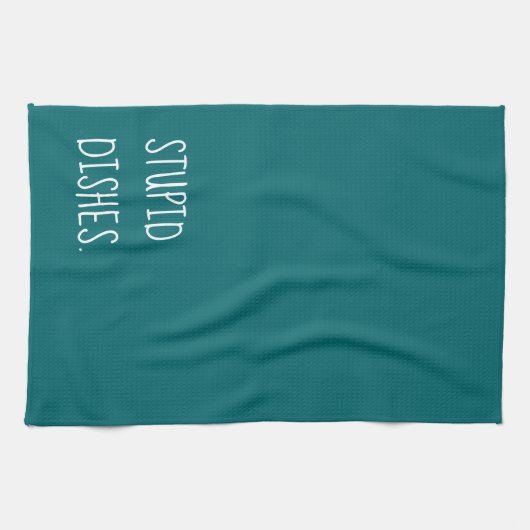 Stupid Dishes Funny Sarcastic Cleantic Humor Blauw Theedoek (Horizontaal)