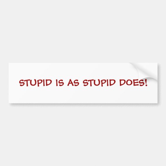 STUPID IS ZODANIG STUPID. BUMPERSTICKER (Voorkant)