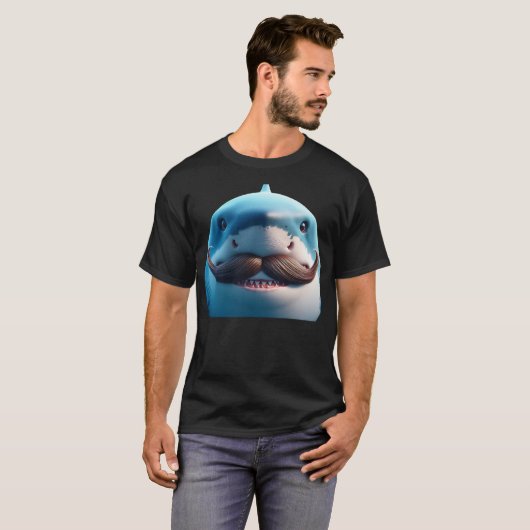 Stupid Mustache Shark for Animals and Marine Fish  T-shirt (Voorkant volledig)