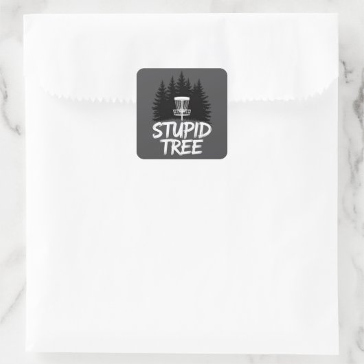 Stupid Tree Disc Golf Funny Frisbee Golf Golfer Vierkante Sticker (Tas)