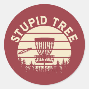 Stupid Tree Funny Disc Golf Sports Ronde Sticker