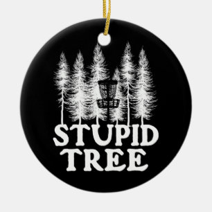Stupid Tree Funny Disk Golf Player Flying Disk Keramisch Ornament