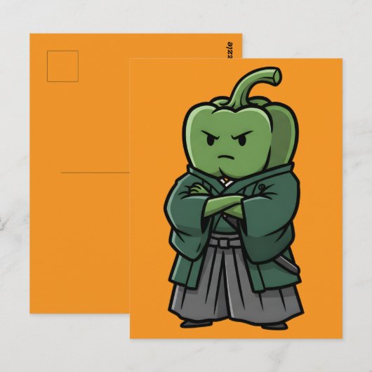 Sturdy Green Bell Pepper Samurai Bodyguard Briefkaart (Voorkant / Achterkant)