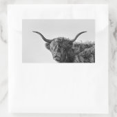 Sturdy highland koe in monochroom rechthoekige sticker (Tas)