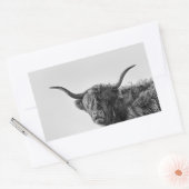Sturdy highland koe in monochroom rechthoekige sticker (Envelop)