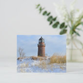 Sturdy Lighthouder op een Rocky Coast in Winter Briefkaart (Staand voorkant)