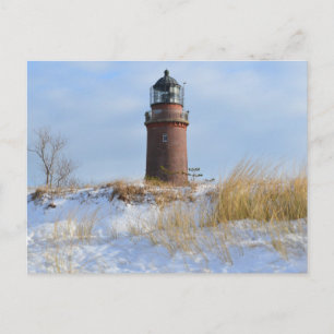Sturdy Lighthouder op een Rocky Coast in Winter Briefkaart