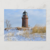 Sturdy Lighthouder op een Rocky Coast in Winter Briefkaart (Voorkant)