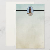Sturdy Lighthouder op een Rocky Coast in Winter Briefpapier (Voorkant / Achterkant)