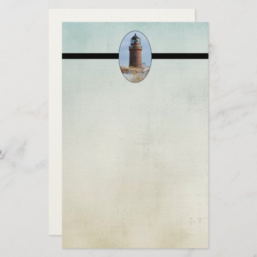 Sturdy Lighthouder op een Rocky Coast in Winter Briefpapier (Voorkant / Achterkant)