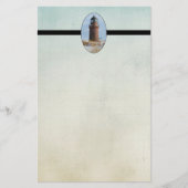 Sturdy Lighthouder op een Rocky Coast in Winter Briefpapier (Voorkant)