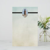 Sturdy Lighthouder op een Rocky Coast in Winter Briefpapier (Staand voorkant)