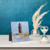 Sturdy Lighthouder op een Rocky Coast in Winter Fotoplaat (Insitu)