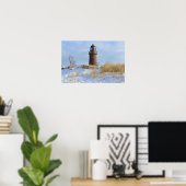 Sturdy Lighthouder op een Rocky Coast in Winter Poster (Thuiskantoor)