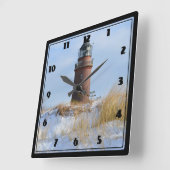 Sturdy Lighthouder op een Rocky Coast in Winter Vierkante Klok (Hoek)