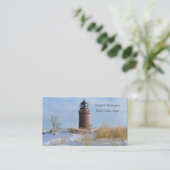 Sturdy Lighthouder op een Rocky Coast in Winter Visitekaartje (Staand voorkant)
