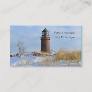 Sturdy Lighthouder op een Rocky Coast in Winter Visitekaartje