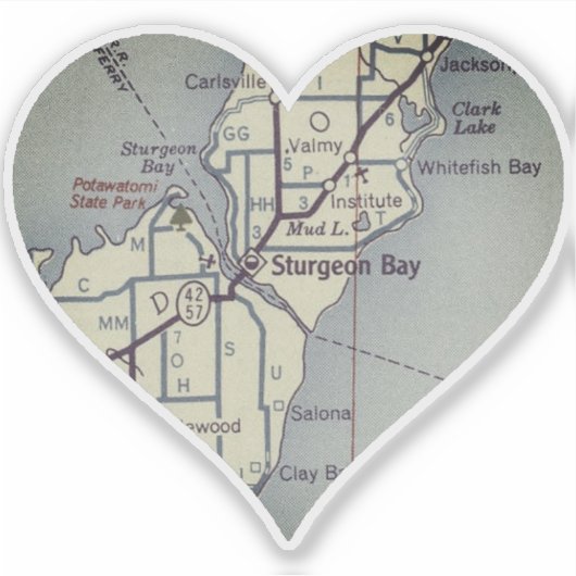 Sturgeon Bay  kaart Sticker (Voorkant)