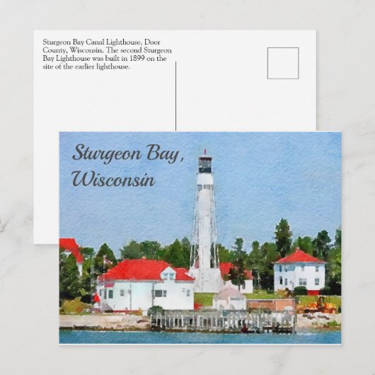 Sturgeon Bay Lighthouse, door County, Wisconsin Briefkaart (Voorkant / Achterkant)