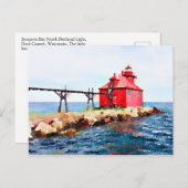 Sturgeon Bay, vuurtoren van Wisconsin Pierhead Briefkaart (Voorkant / Achterkant)