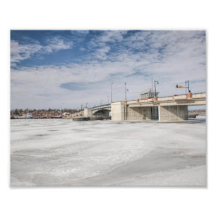 Sturgeon Bay, WI Bridge in Winter Foto Afdruk